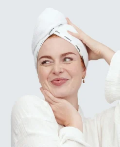 Bamboo Hair Towel Wrap, White