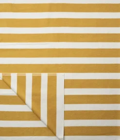 Beach towel 100x180 old gold/starwhite stripe GOTS