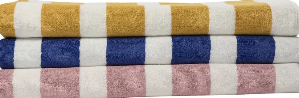 Beach towel 100x180 old gold/starwhite stripe GOTS
