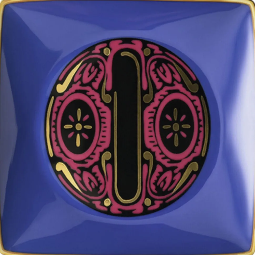 Bowl 12cm sq. flat, Holiday Alphabet O, Versace