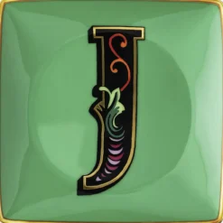 Bowl 12cm sq. flat, Holiday Alphabet J, Versace