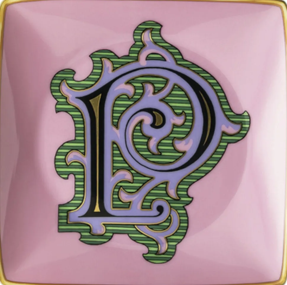 Bowl 12cm sq. flat, Holiday Alphabet P, Versace