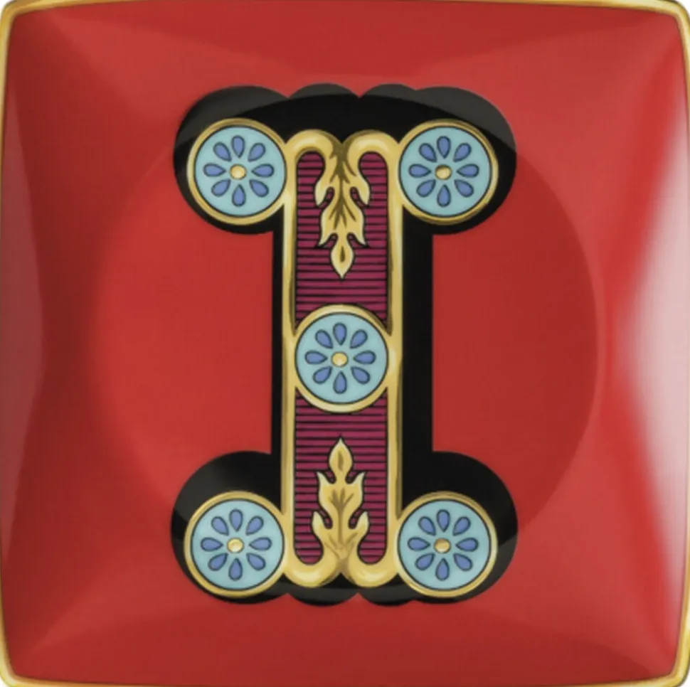 Bowl 12cm sq. flat, Holiday Alphabet I, Versace