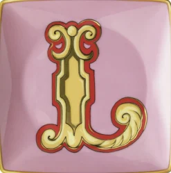 Bowl 12cm sq. flat, Holiday Alphabet L, Versace