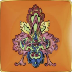 Bowl 12cm sq. flat, Holiday Alphabet A, Versace