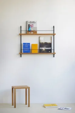 Box set, Magazine Shelving MS.65. 1, Oak shelves, Warm Grey l