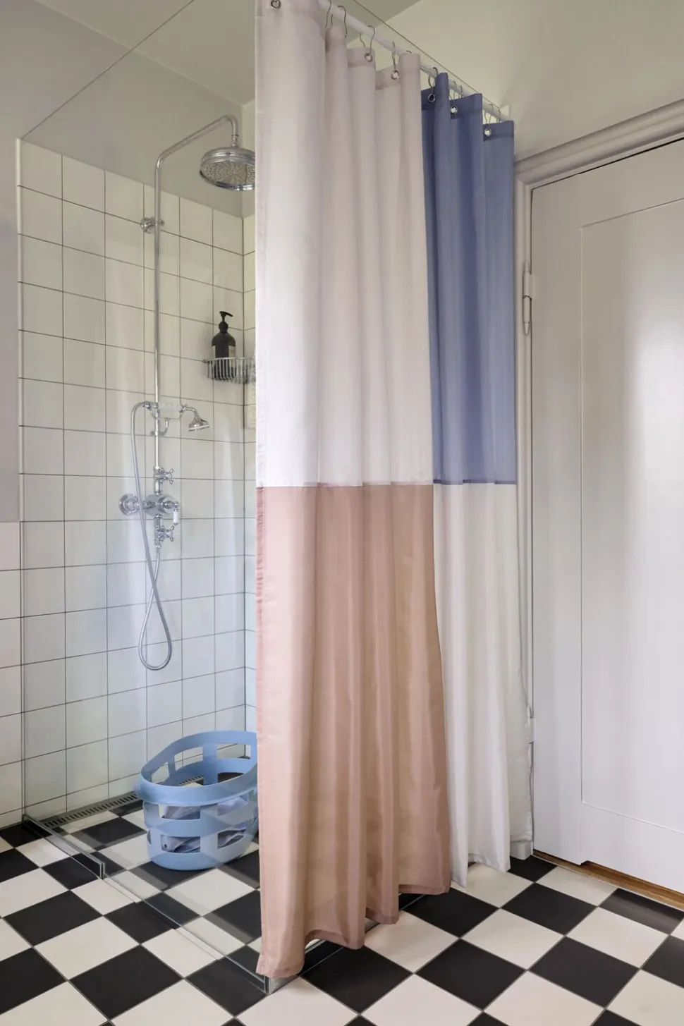 Check Shower Curtain-Blue