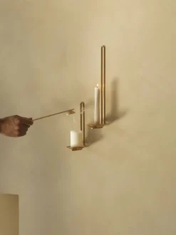 Clip Candle Holder H34, Wall, Brass