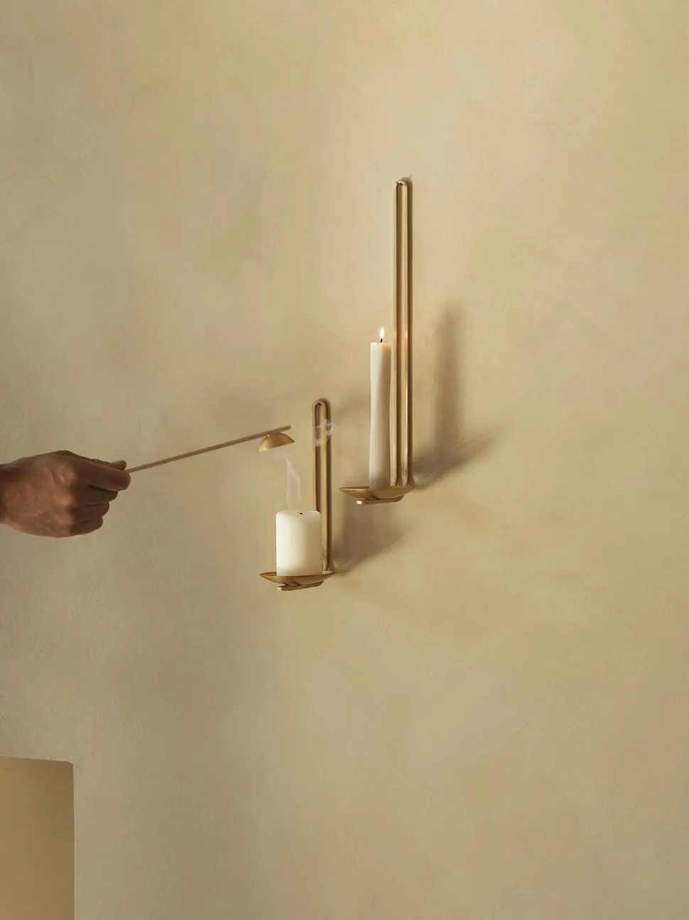 Clip Candle Holder H34, Wall, Brass