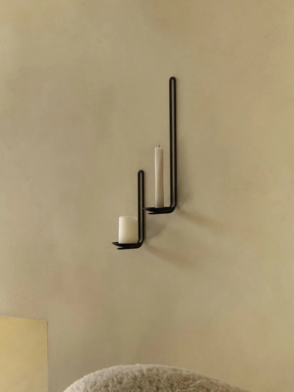 Clip Candle Holder H34, Wall, Brass