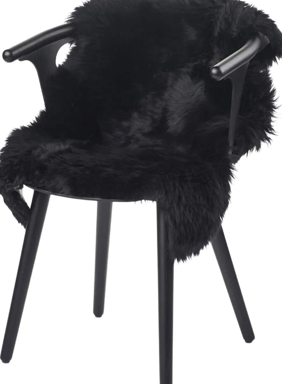 90cm-up New Zealand Sheepskin, Long Wool Black 90x60