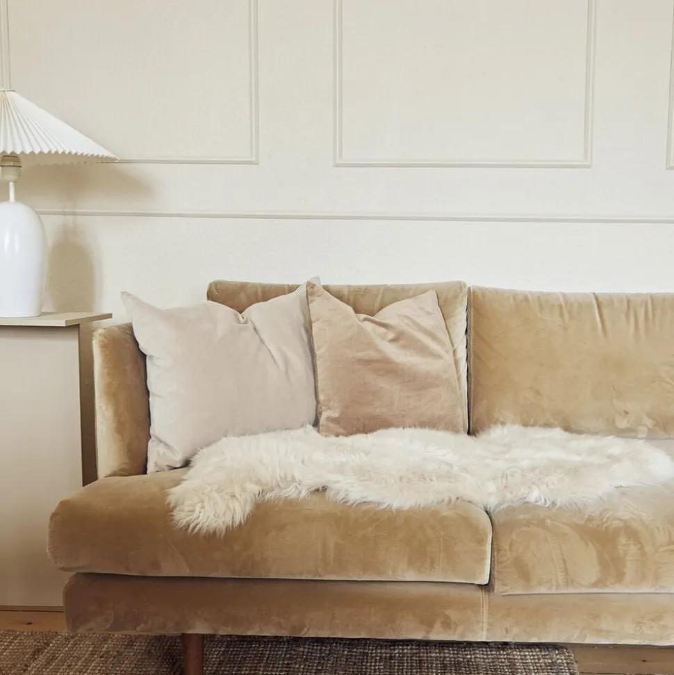 90cm-up New Zealand Sheepskin, Long Wool Beige 90x60