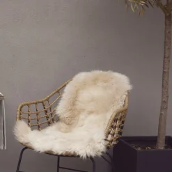 90cm-up New Zealand Sheepskin, Long Wool Beige 90x60