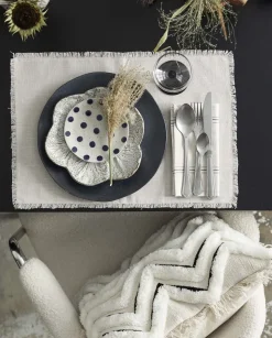 GRAINY saucer/cake plate, sand/dark blue