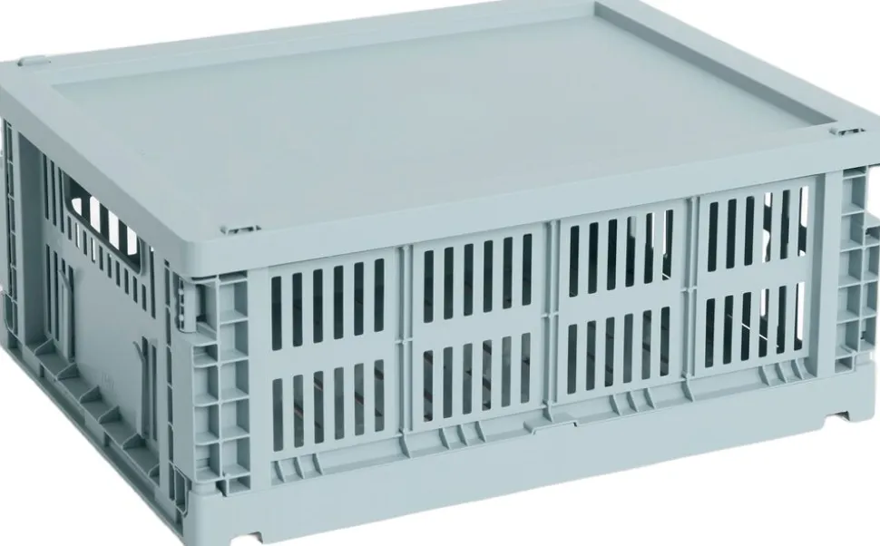 HAY Colour Crate Lid Plastic-Medium-Dusty blue