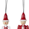 Julepynt Jule Ole & Jule Lise rød/blå/hvid