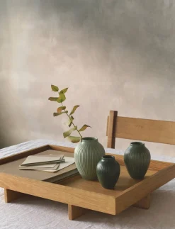 Knabstrup mini vase 3 Stk ripple mat misty green, celadon green, dark