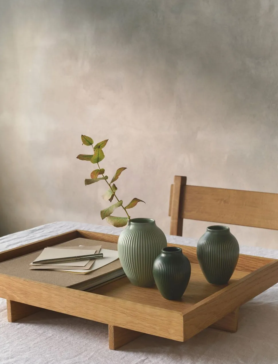 Knabstrup mini vase 3 Stk ripple mat misty green, celadon green, dark