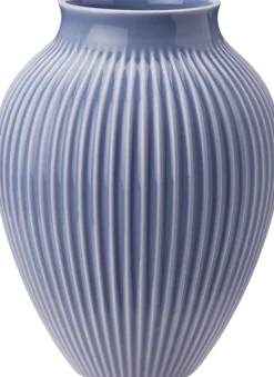 Knabstrup, vase, riller lavendelblå, 20 cm