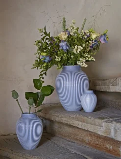 Knabstrup, vase, riller lavendelblå, 12,5 cm