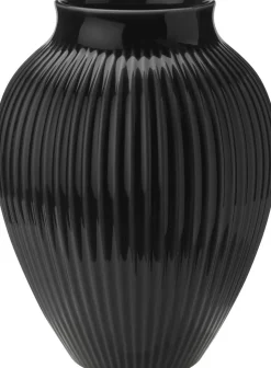 Knabstrup, vase, riller sort, 27 cm