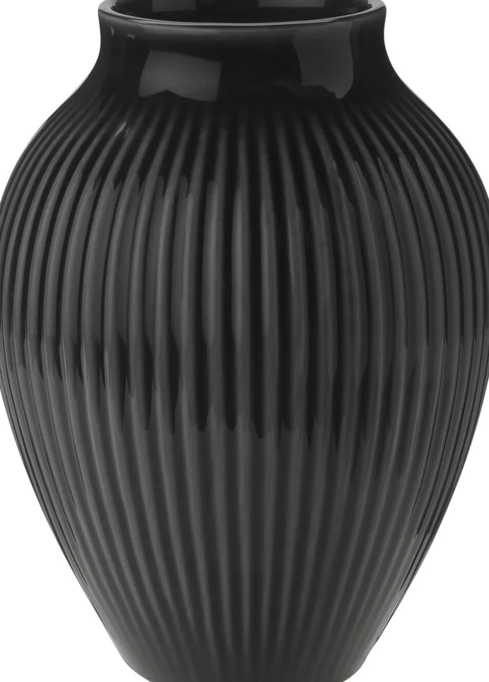 Knabstrup, vase, riller sort, 12,5 cm