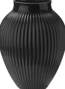 Knabstrup, vase, riller sort, 35 cm