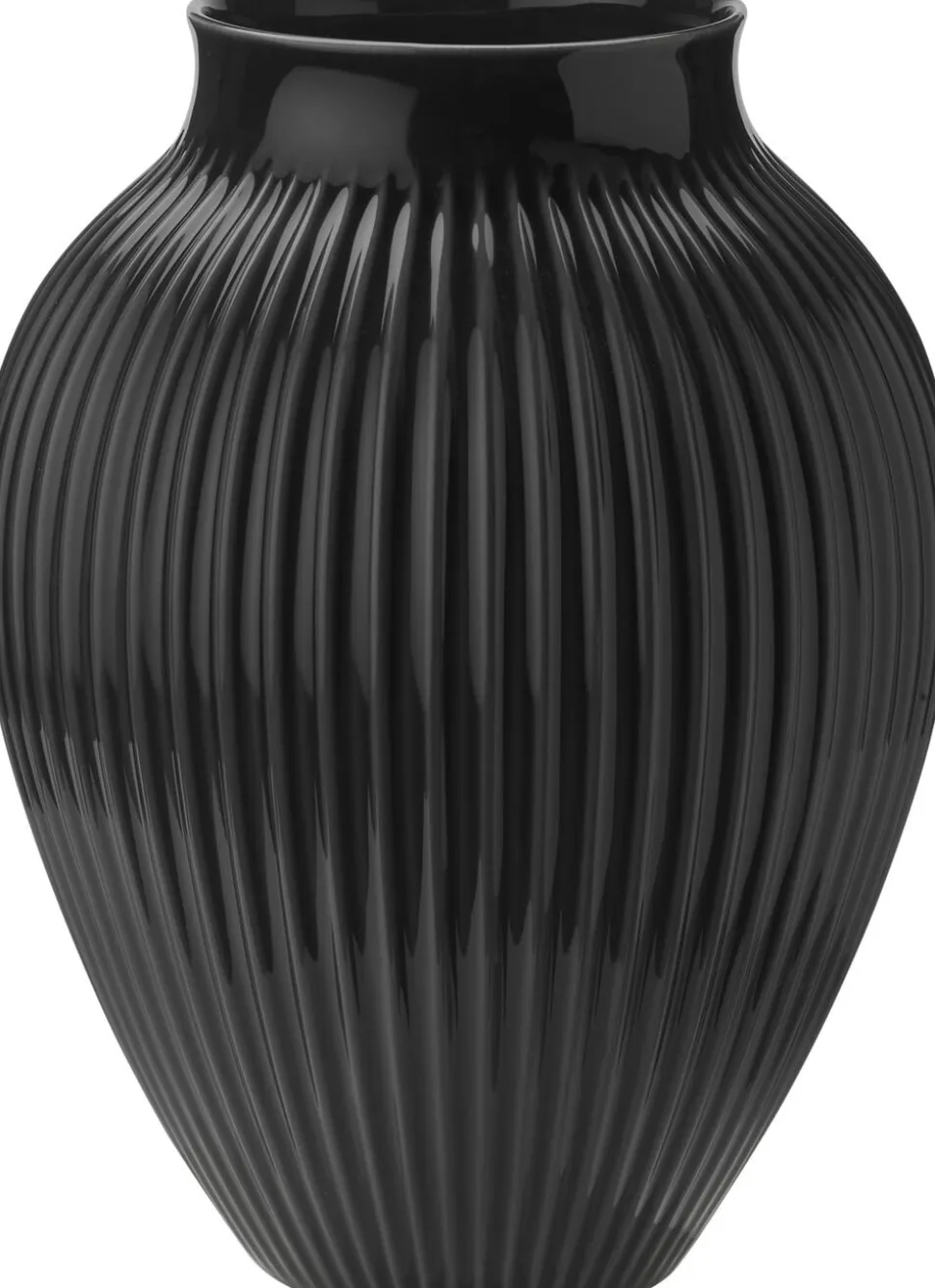 Knabstrup, vase, riller sort, 35 cm