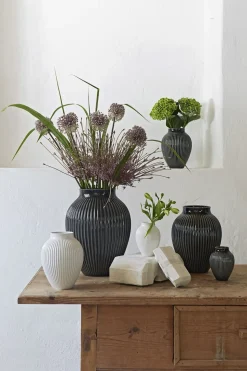 Knabstrup, vase, riller sort, 35 cm