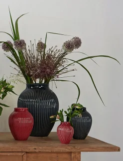 Knabstrup, vase, riller sort, 35 cm