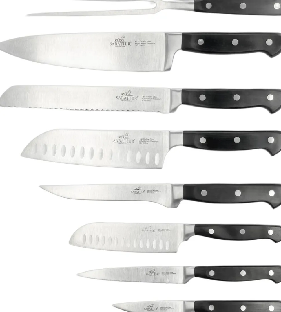 Knivsæt Pluton 8 dele Stål/Sort