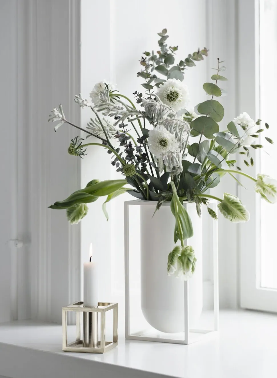 Kubus 1, Candle Holder, White