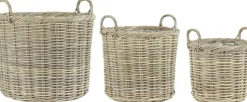 Kurvesæt a 3 rattan m/plast indvendig rund