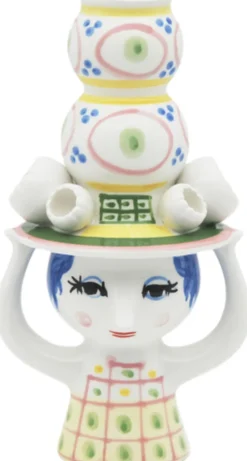 Lady with hat Lysestage H16 cm pink