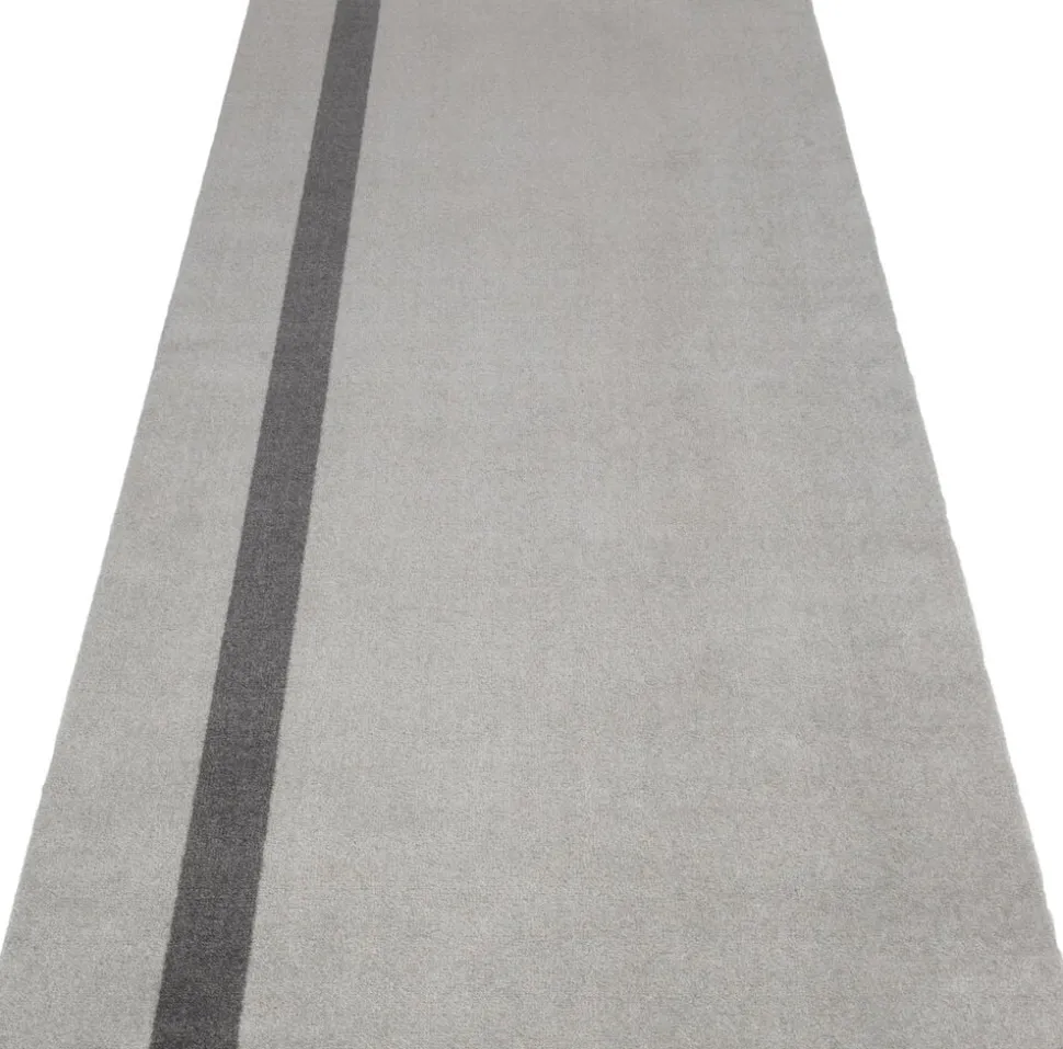 Løber, 130x90 cm, stripe vertical lysegrå/steelgrey