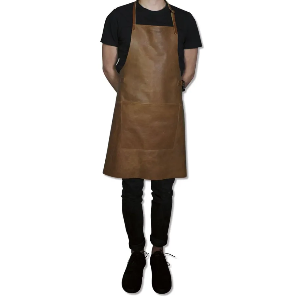Læderforklæde BBQ Style Apron Vintage Camel