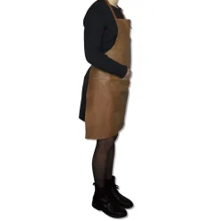 Læderforklæde BBQ Style Apron Vintage Camel