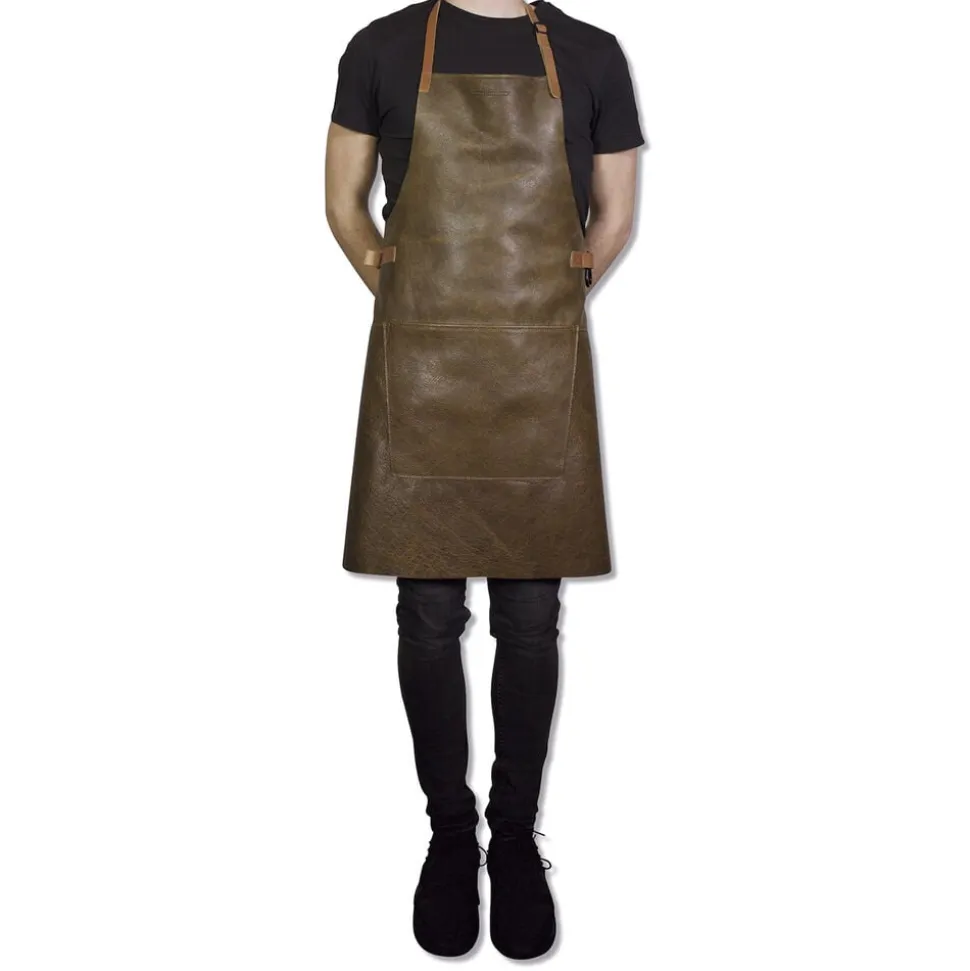 Læderforklæde BBQ Style Apron Vintage Brown