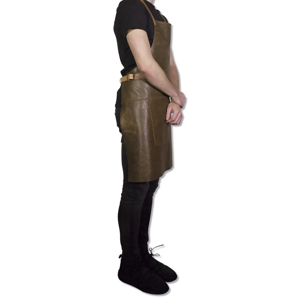 Læderforklæde BBQ Style Apron Vintage Brown