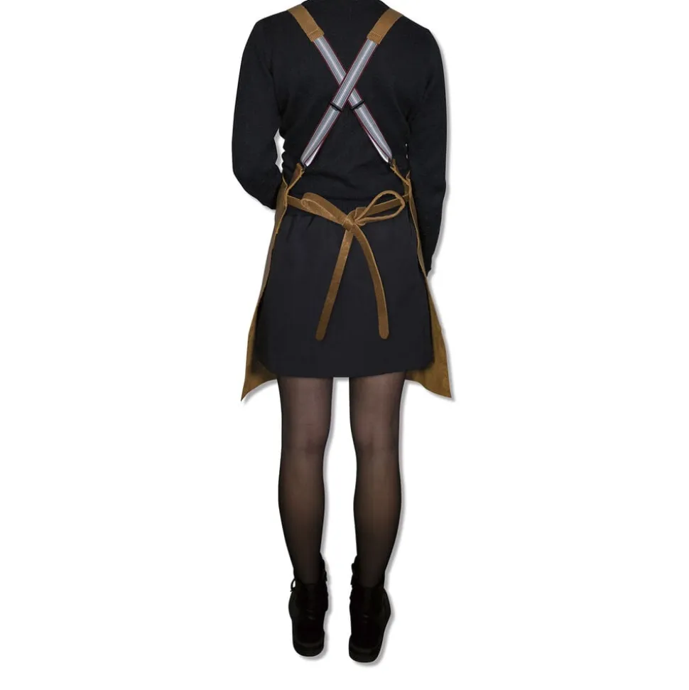 Læderforklæde Suspender Serie Apron Vintage Camel