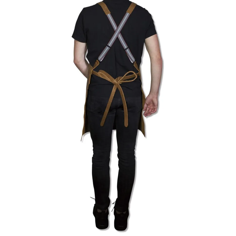 Læderforklæde Suspender Serie Apron Vintage Camel