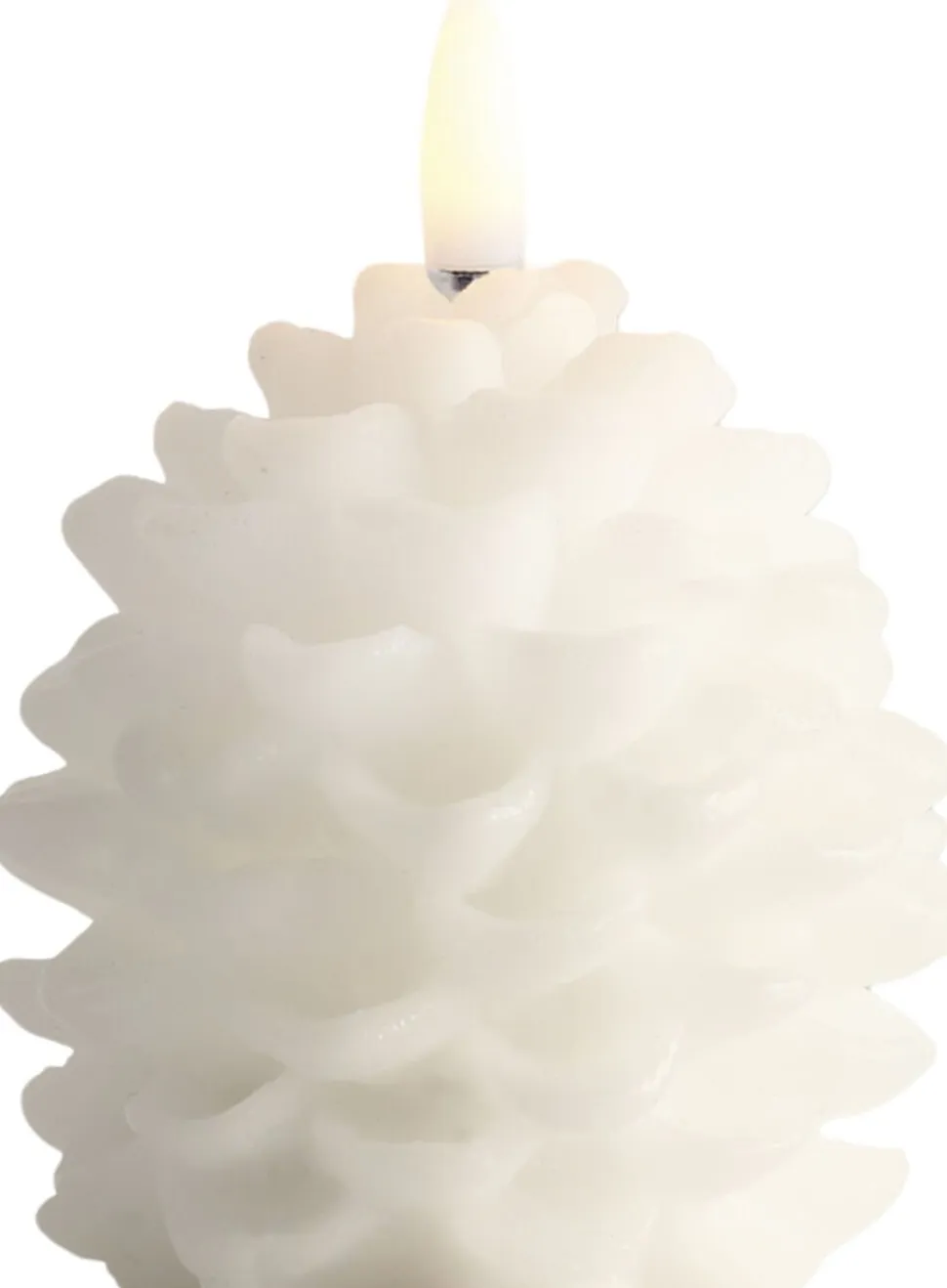 LED candle Pine cone, Nordic White, Smooth, 7x7 cm