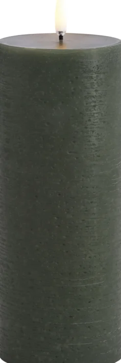 LED pillar candle, Olive green, Rustic, 7,8 x 20,3 cm 4/24