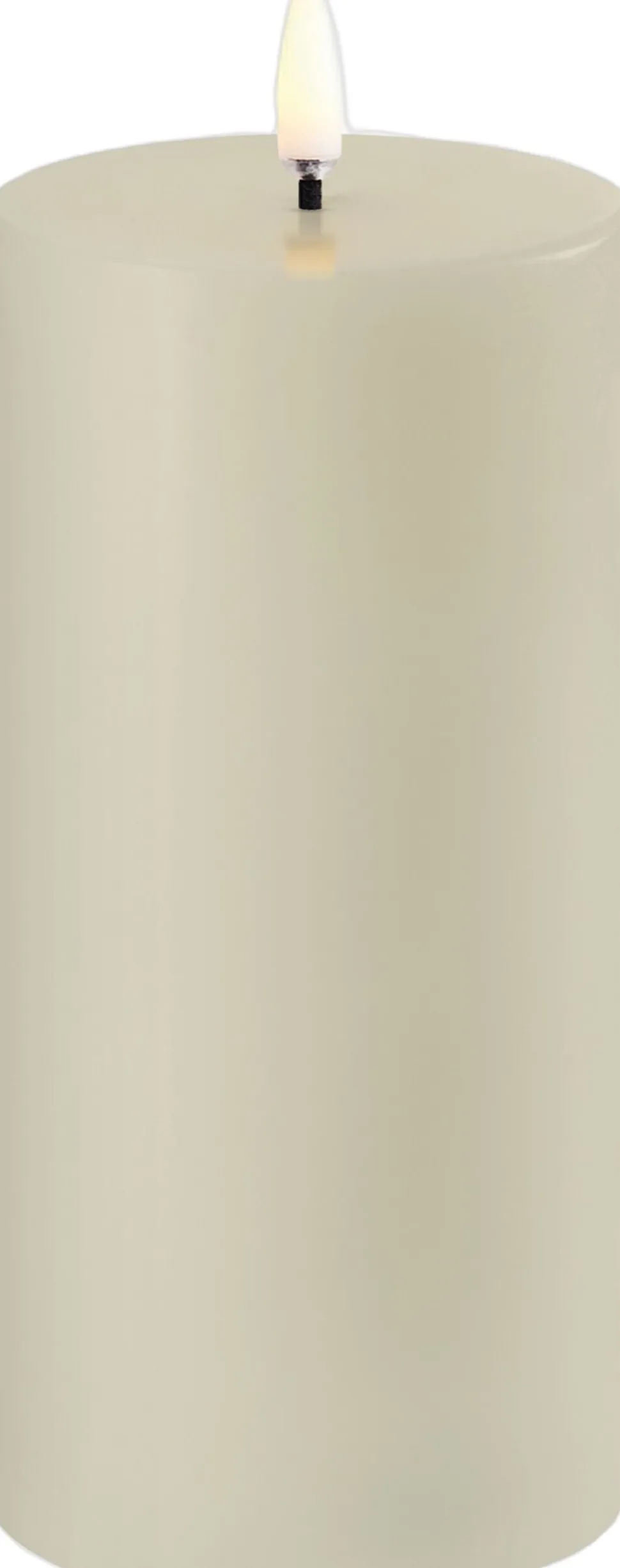 LED pillar candle, Oyster Grey, Smooth, 7,8x15 cm