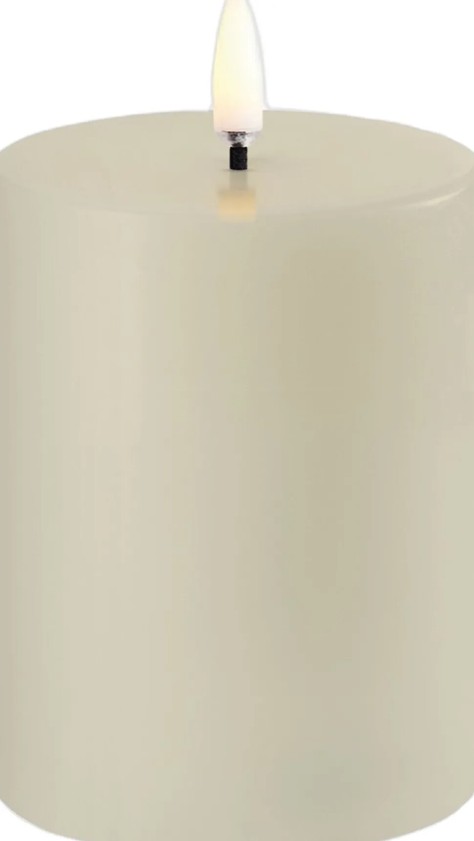 LED pillar candle, Oyster Grey, Smooth, 7,8x10 cm