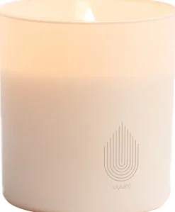 LED rechargeable glass candle, Vanilla, 9,2x10,2 cm