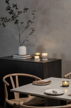 LED rechargeable glass candle, Vanilla, 9,2x10,2 cm