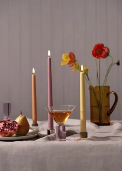LED slim taper candle, Dusty rose, Smooth, 2-pack, 2,3x32 cm