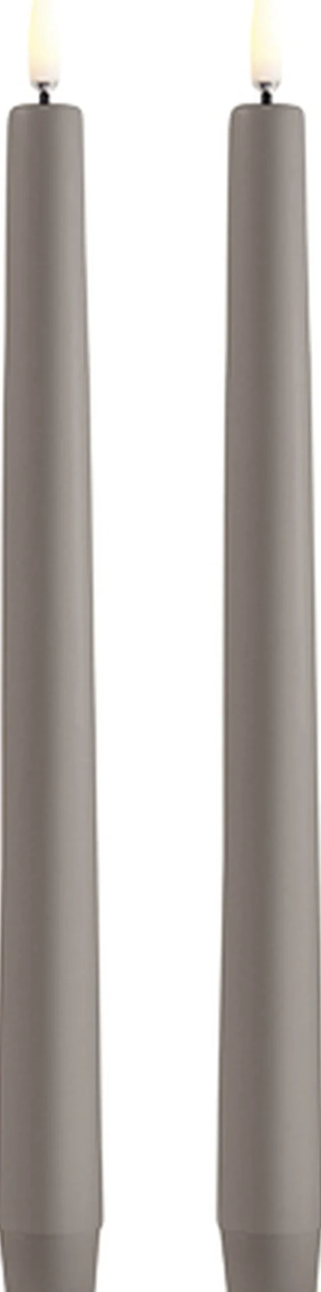 LED taper candle, Sandstone, Smooth, 2-pack, 2,3x25 cm