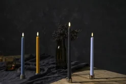 LED taper candle, Skype blue, smooth, 2-pack, 2,3x25 cm